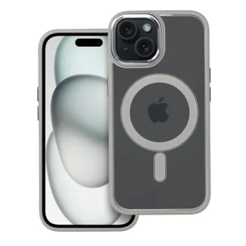 Color Edge Mag Cover case compatible with MagSafe for IPHONE 15 titanium grey