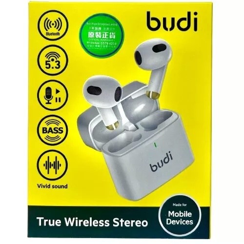 BUDI TRUE WIRELESS EARPHONES EARBUDS & CHARGING CASE