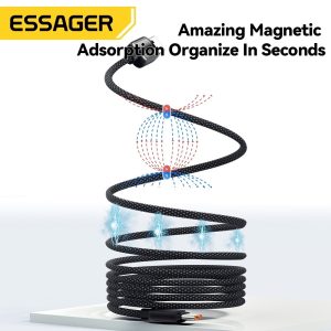 Dati USB Tipo C Magnetico Intrecciato 7A 100W 1M – EXCT-TD01-P – Nero