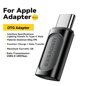 Adattatore ESSAGER OTG Tipo C Maschio a Lightning Femmina Carica Rapida 3A – EZJLT-HW01-P – Nero