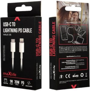 Cavo Maxlife da USB-C a Lightning 20W Bianco 1m