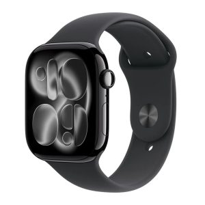 Apple Watch Serie 11 Alluminio 46mm Impermeabile con Pulsossimetro (Caso di Alluminio Jet Black con Cinturino Sport Nero – S/M)