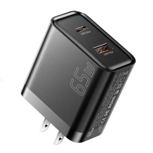 Essager Caricabatterie Senza Cavo GaN con Porta USB-A e 2 Porte USB-C 65W Nero (ECT2CA-JZB01-Z)