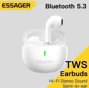 Essager Auricolari Wireless Bluetooth 5.3 TWS Cuffie Mini Heaset Con Custodia di Ricarica Microfono semi in ear Earbuds Per Tutti i Telefoni