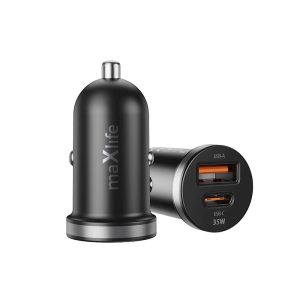 Maxlife MXCC-05 PD QC caricatore da auto 1x USB-C 1x USB 35W nero