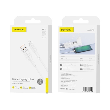 FONENG cable XS01 Micro USB 2.1A 1M White_0