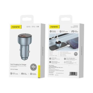 Caricabatterie da auto FONENG C18 PD 48W 1xUSB-C + 1xUSB QC3.0 Argento
