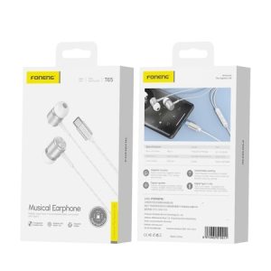 FONENG cuffie cablate T65 USB-C con microfono 1.2M Bianco