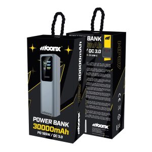 Power bank MOONX MP07 PD 165W 2xUSB-C + 1xUSB QC3.0 22.5W 30000mAh argento