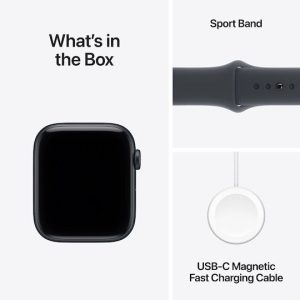 Apple Watch SE 3 Alluminio 44mm Impermeabile con Pulsossimetro (Cassa di Alluminio Midnight con Cinturino Sportivo Midnight – M/L)