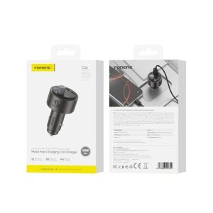 Trasmettitore FONENG FM C26 PD 45W 1xUSB-C + 1xUSB QC3.0 Nero